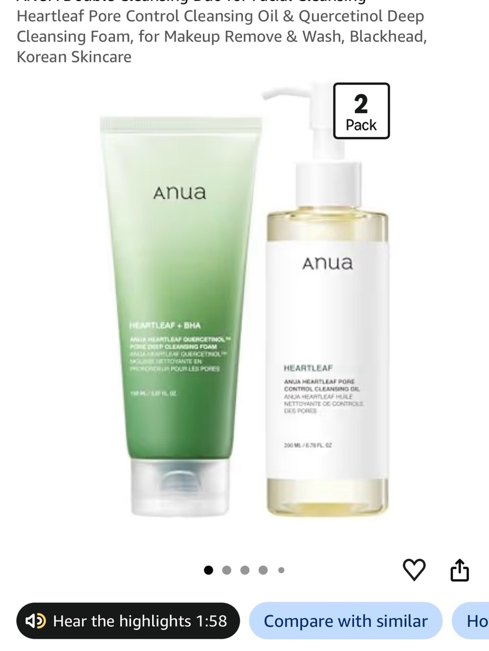 Anua Heartleaf Double Cleansing Set — Green & White